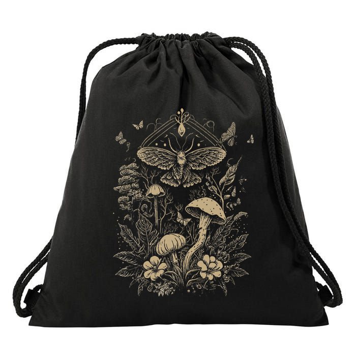 Cute Fairycore Floral Moth Aesthetic Drawstring Bag