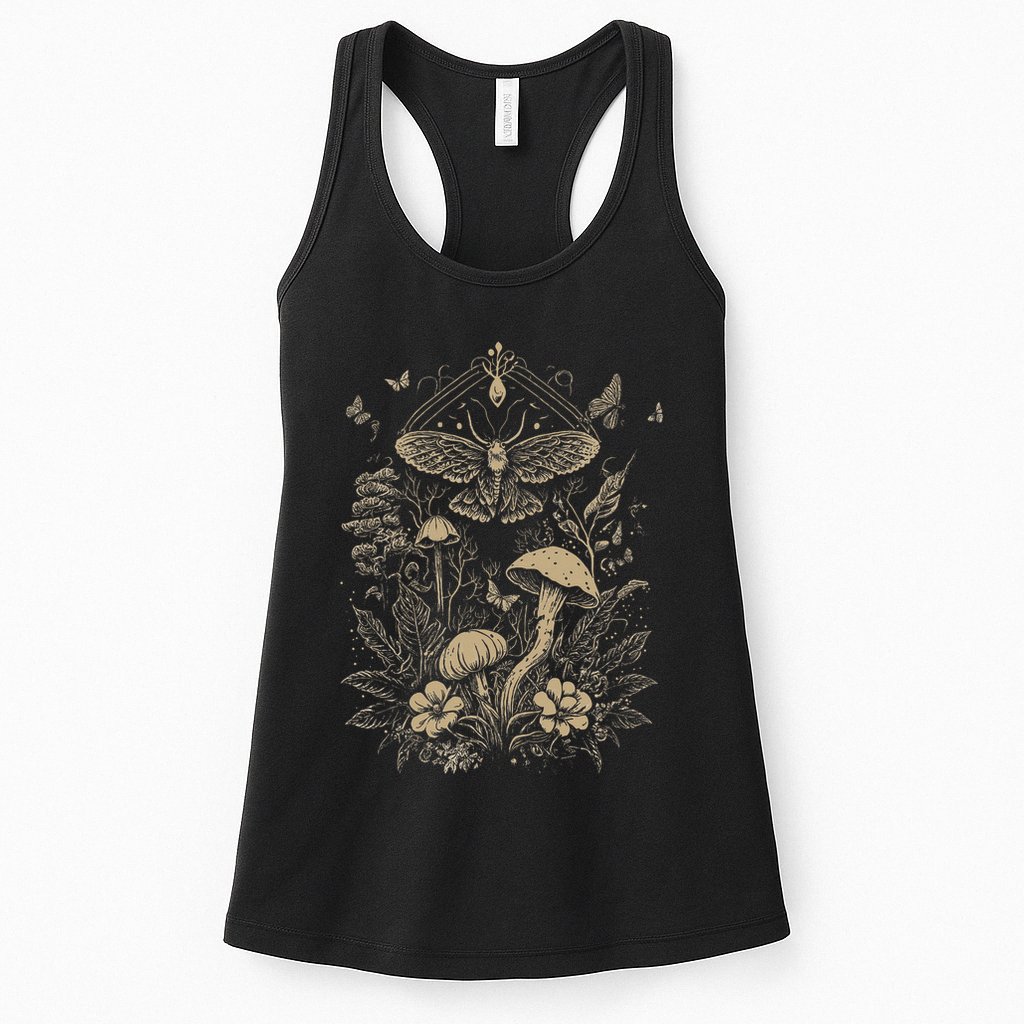 Cute Fairycore Floral Moth Aesthetic Womens Tank Top