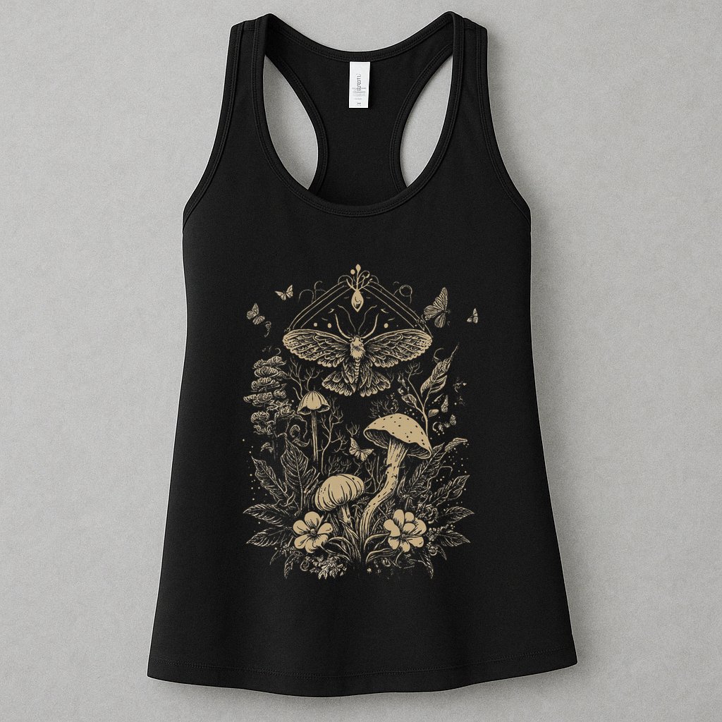 Cute Fairycore Floral Moth Aesthetic Womens Tank Top