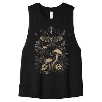 Cute Fairycore Floral Moth Aesthetic Women's Racerback Cropped Tank