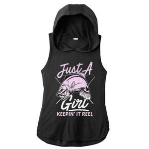 cute fishing funny keeping it reel wo purple pink Ladies PosiCharge Tri-Blend Wicking Draft Hoodie Tank