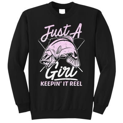 cute fishing funny keeping it reel wo purple pink Sweatshirt