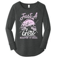 cute fishing funny keeping it reel wo purple pink Women's Perfect Tri Tunic Long Sleeve Shirt