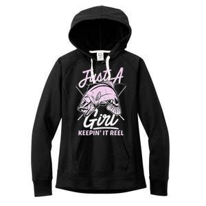 cute fishing funny keeping it reel wo purple pink Women's Fleece Hoodie