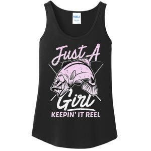 cute fishing funny keeping it reel wo purple pink Ladies Essential Tank