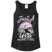 cute fishing funny keeping it reel wo purple pink Ladies Essential Tank