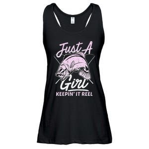 cute fishing funny keeping it reel wo purple pink Ladies Essential Flowy Tank