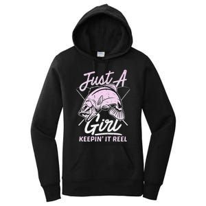 cute fishing funny keeping it reel wo purple pink Women's Pullover Hoodie