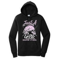 cute fishing funny keeping it reel wo purple pink Women's Pullover Hoodie