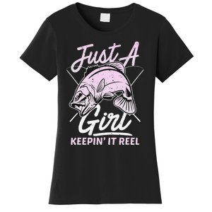 cute fishing funny keeping it reel wo purple pink Women's T-Shirt