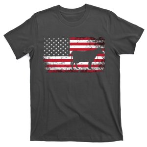 Cow Farm Farmer 4th Of July American Flag Patriotic USA T-Shirt