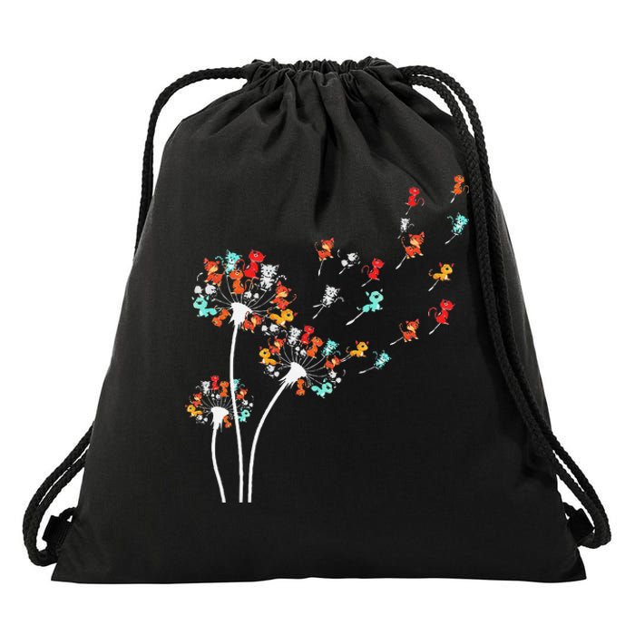 Cats Flower Fly Dandelion Drawstring Bag