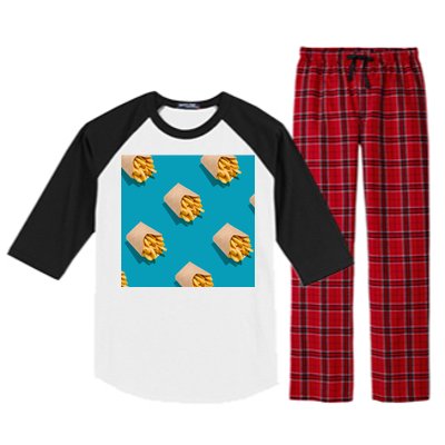 Cute Funny French Fry Fries Pastern Raglan Sleeve Pajama Set