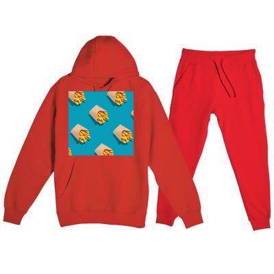 Cute Funny French Fry Fries Pastern Premium Hooded Sweatsuit Set