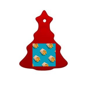 Cute Funny French Fry Fries Pastern Ceramic Tree Ornament