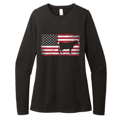 Cow Farm Farmer 4th Of July American Flag Patriotic Usa Gift Womens CVC Long Sleeve Shirt