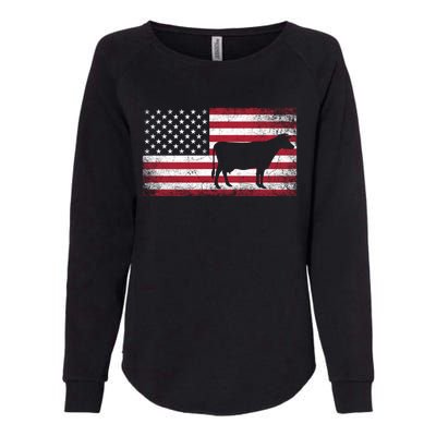 Cow Farm Farmer 4th Of July American Flag Patriotic Usa Gift Womens California Wash Sweatshirt