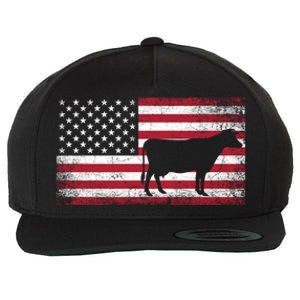 Cow Farm Farmer 4th Of July American Flag Patriotic Usa Gift Wool Snapback Cap