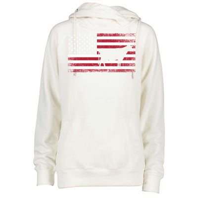 Cow Farm Farmer 4th Of July American Flag Patriotic Usa Gift Womens Funnel Neck Pullover Hood