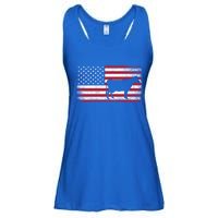 Cow Farm Farmer 4th Of July American Flag Patriotic Usa Gift Ladies Essential Flowy Tank