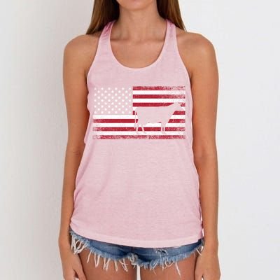 Cow Farm Farmer 4th Of July American Flag Patriotic Usa Gift Women's Knotted Racerback Tank