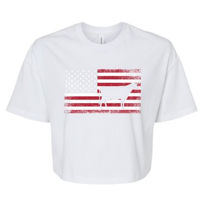 Cow Farm Farmer 4th Of July American Flag Patriotic Usa Gift Bella+Canvas Jersey Crop Tee