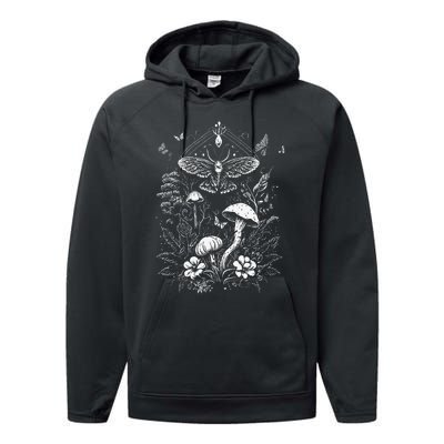 Cute Fairycore Floral Moth Aesthetic Women Graphic Performance Fleece Hoodie