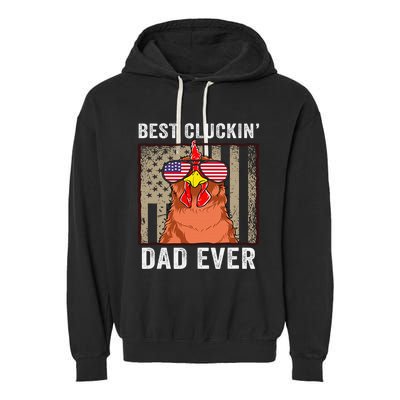 Chicken Funny Farm Best Cluckin' Dad Ever Chicken Garment-Dyed Fleece Hoodie