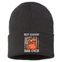 Chicken Funny Farm Best Cluckin' Dad Ever Chicken Sustainable Knit Beanie