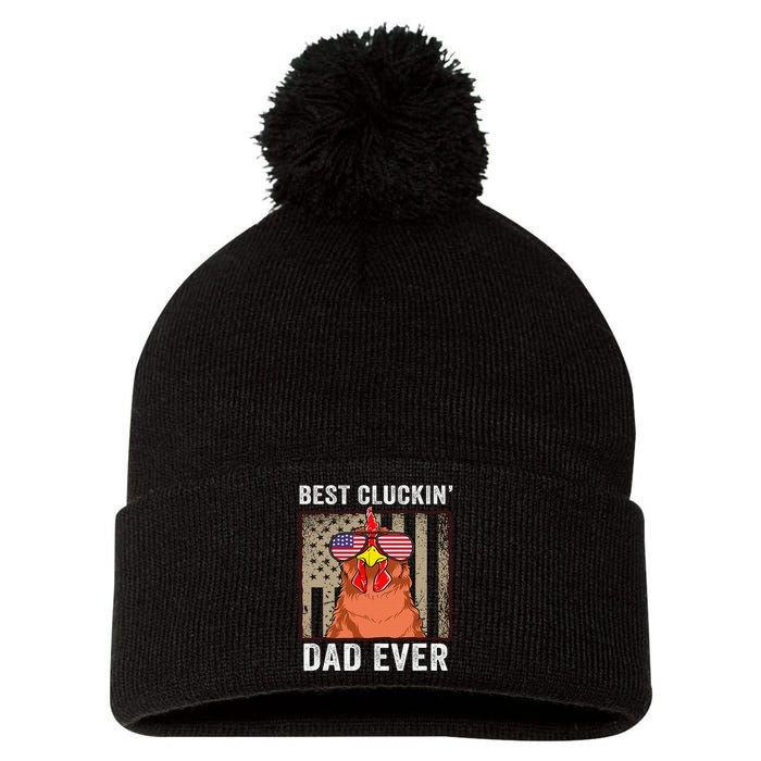 Chicken Funny Farm Best Cluckin' Dad Ever Chicken Pom Pom 12in Knit Beanie