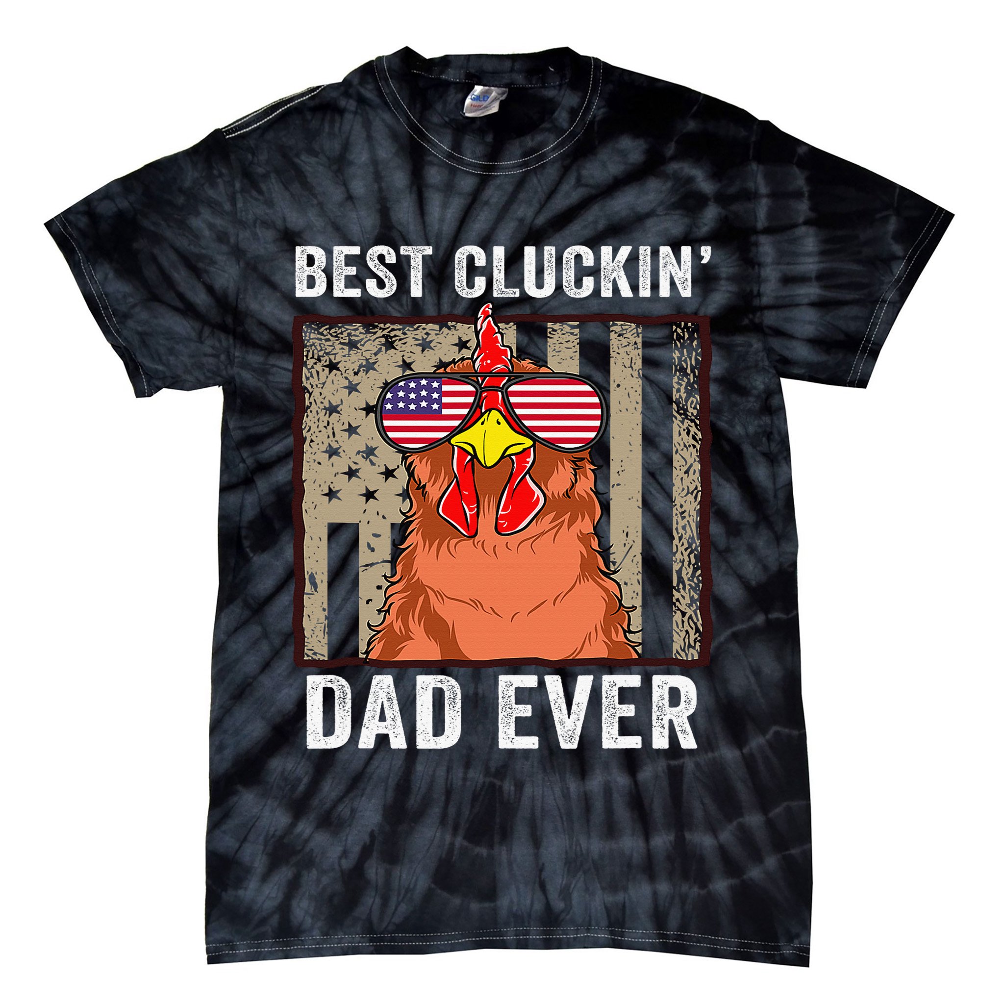 Chicken Funny Farm Best Cluckin' Dad Ever Chicken Tie-Dye T-Shirt