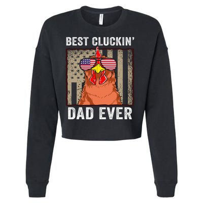 Chicken Funny Farm Best Cluckin' Dad Ever Chicken Cropped Pullover Crew