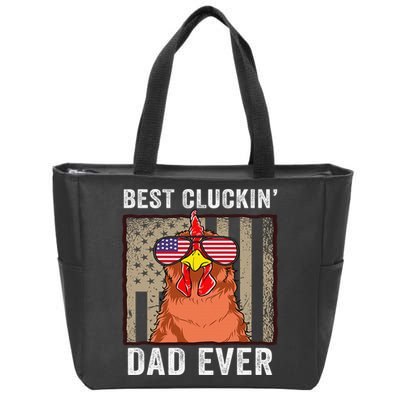 Chicken Funny Farm Best Cluckin' Dad Ever Chicken Zip Tote Bag