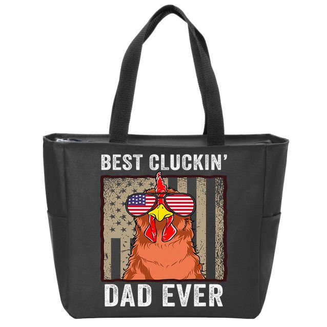 Chicken Funny Farm Best Cluckin' Dad Ever Chicken Zip Tote Bag