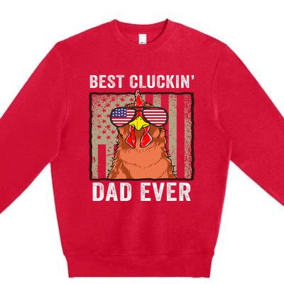 Chicken Funny Farm Best Cluckin' Dad Ever Chicken Premium Crewneck Sweatshirt