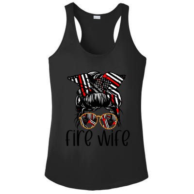 Cute Firefighter Fire Wife Glasses Bandana Flag Tee Funny Gift Ladies PosiCharge Competitor Racerback Tank