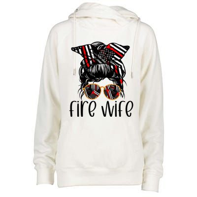 Cute Firefighter Fire Wife Glasses Bandana Flag Tee Funny Gift Womens Funnel Neck Pullover Hood