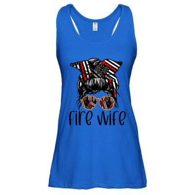 Cute Firefighter Fire Wife Glasses Bandana Flag Tee Funny Gift Ladies Essential Flowy Tank