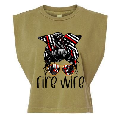 Cute Firefighter Fire Wife Glasses Bandana Flag Tee Funny Gift Garment-Dyed Women's Muscle Tee