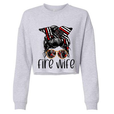 Cute Firefighter Fire Wife Glasses Bandana Flag Tee Funny Gift Cropped Pullover Crew