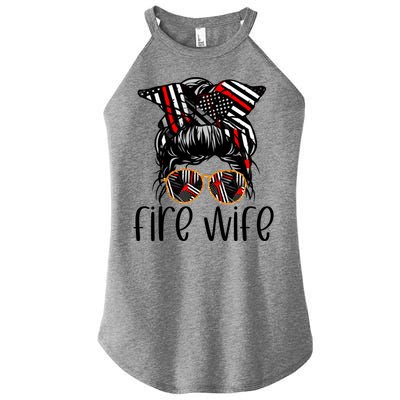 Cute Firefighter Fire Wife Glasses Bandana Flag Tee Funny Gift Women's Perfect Tri Rocker Tank