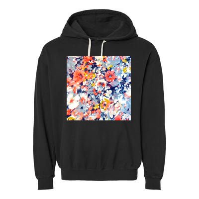 Colorful Flower Fabric Floral Pattern Garment-Dyed Fleece Hoodie