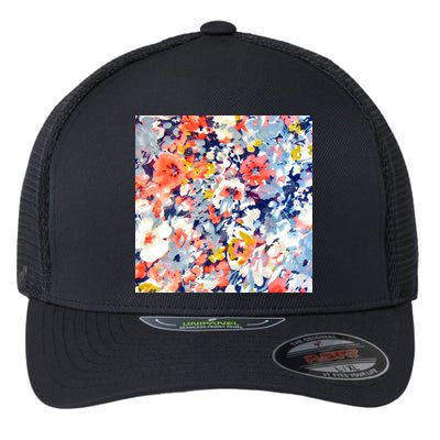 Colorful Flower Fabric Floral Pattern Flexfit Unipanel Trucker Cap