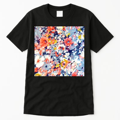 Colorful Flower Fabric Floral Pattern Tall T-Shirt