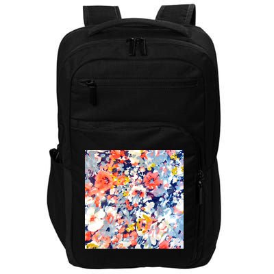 Colorful Flower Fabric Floral Pattern Impact Tech Backpack
