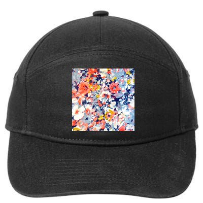 Colorful Flower Fabric Floral Pattern 7-Panel Snapback Hat