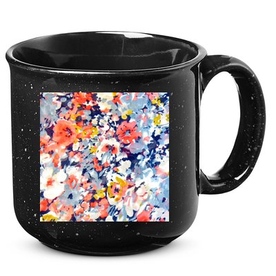 Colorful Flower Fabric Floral Pattern 15oz Campfire Ceramic Mug