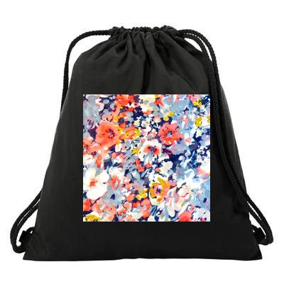 Colorful Flower Fabric Floral Pattern Drawstring Bag