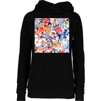 Colorful Flower Fabric Floral Pattern Womens Funnel Neck Pullover Hood
