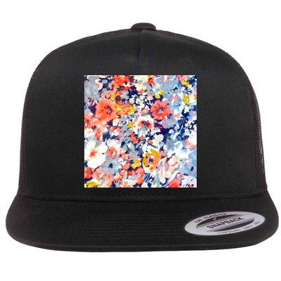 Colorful Flower Fabric Floral Pattern Flatbill Hat